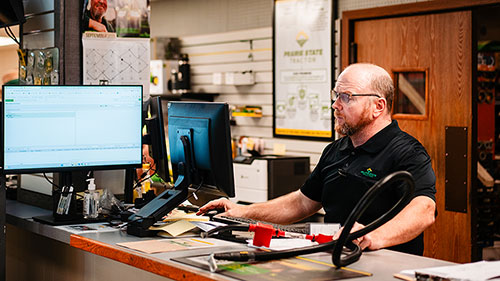 photo of Prairie State Tractor parts counter at Lacon